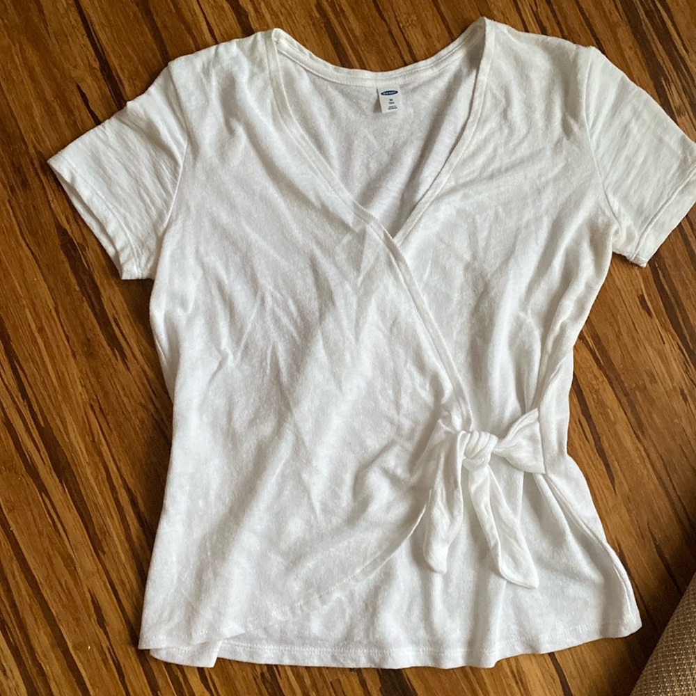 Old Navy Side Tie White Tee, XS